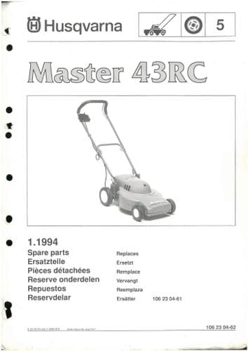 Husqvarna Mower Master 43RC  Parts Manual