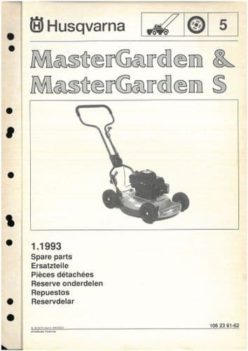 Husqvarna Mower MasterGarden & MasterGarden  S Parts Manual