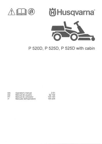 Husqvarna Mower P520D P525D P525D Cabin Operators Manual