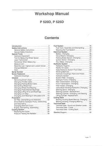 Husqvarna Mower P520D P525D Workshop Service  Manual
