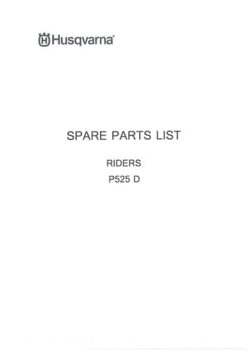 Husqvarna Mower  P525D Parts  Manual