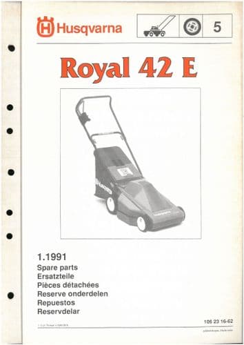 Husqvarna Mower Royal 42 E Parts Manual