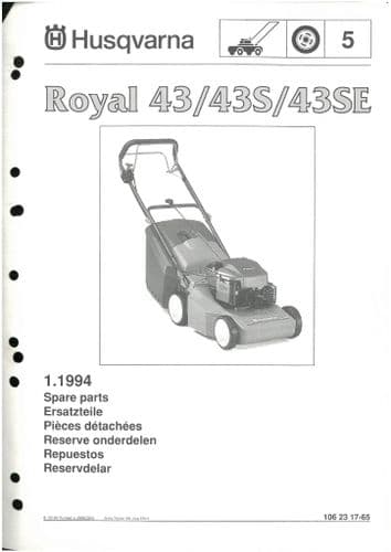 Husqvarna Mower Royal 43/ 43S/ 43SE  Parts Manual