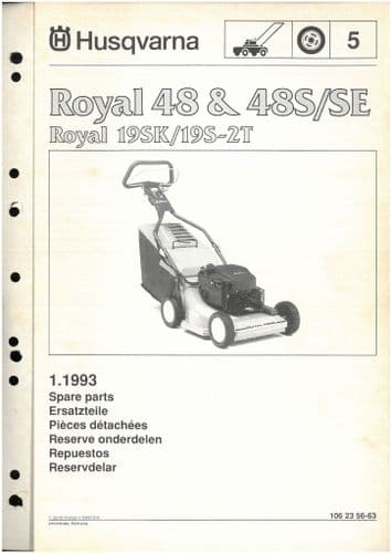 Husqvarna Mower Royal 48 48S/SE - Royal 19SK/19S-2T Parts Manual