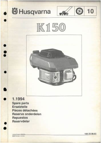 Husqvarna Petrol Powered Power Cutter K150 Parts Manual