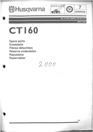 Husqvarna Ride on Garden Tractor Mower CT 160 Parts Manual