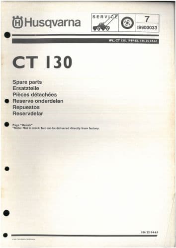 Husqvarna Ride on Garden Tractor Mower CT130 Parts Manual