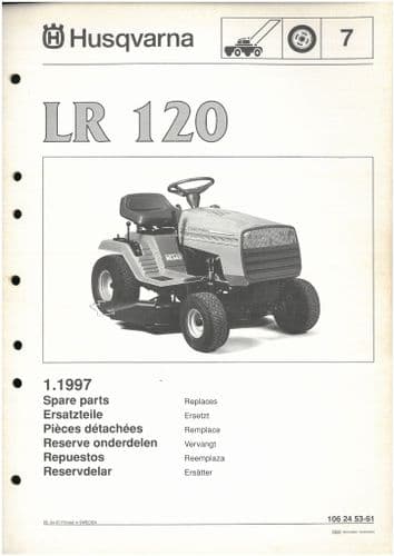 Husqvarna Ride on Garden Tractor Mower LR120 Parts Manual - LR 120