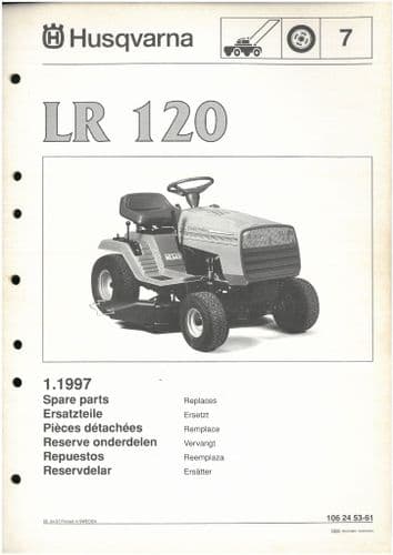 Husqvarna Ride on Garden Tractor Mower LR120 Parts Manual - LR 120