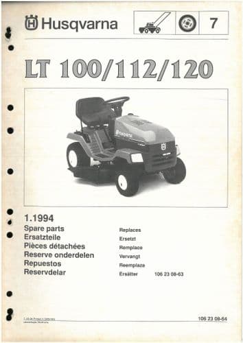 Husqvarna Ride on Garden Tractor Mower LT 100/112/120 Parts Manual
