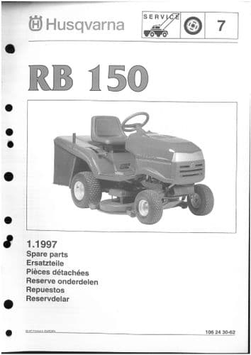 Husqvarna Ride on Garden Tractor Mower RB 150 Parts Manual
