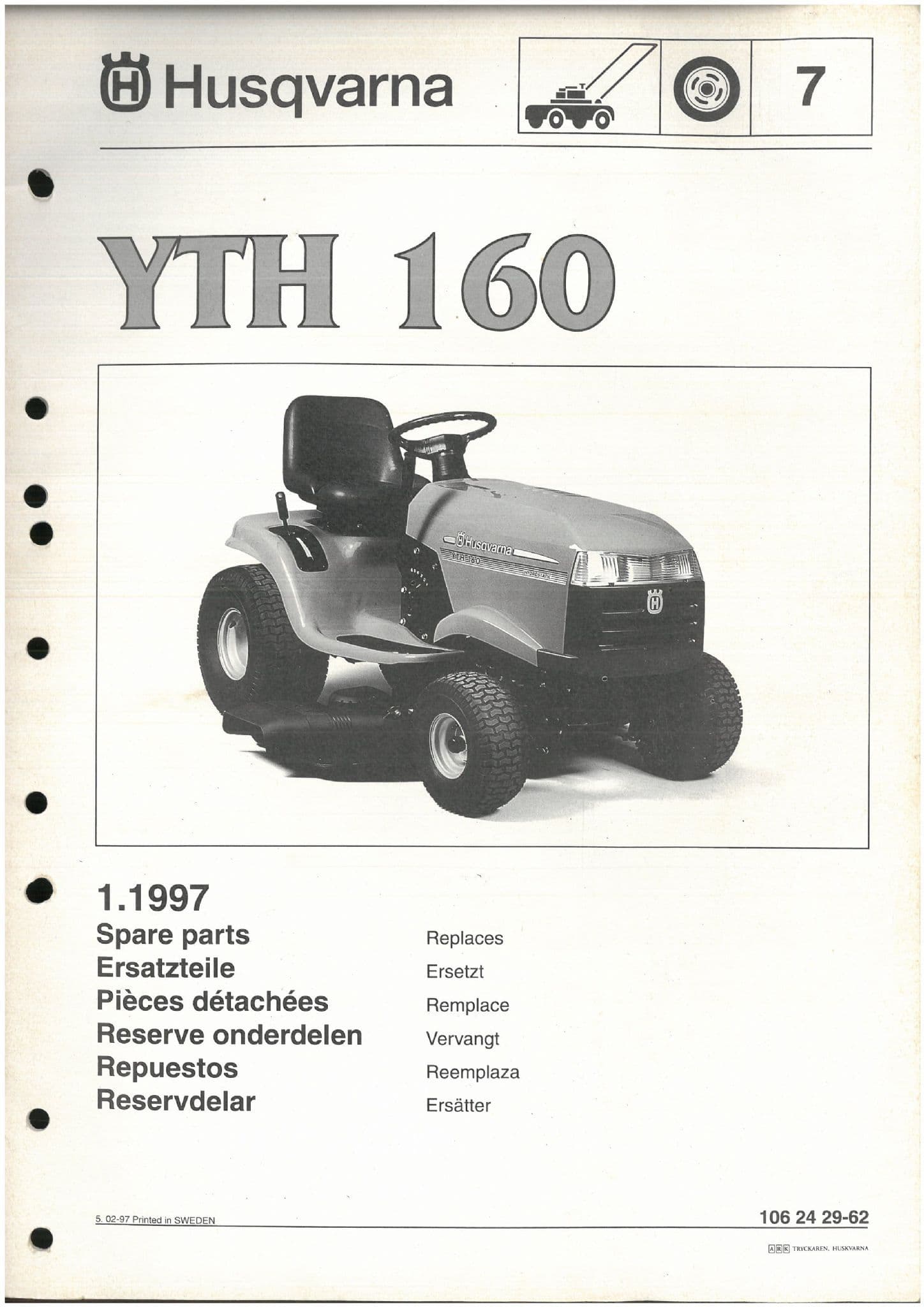 Husqvarna YTH 160 HEYTH 160C 954170005 1997 02