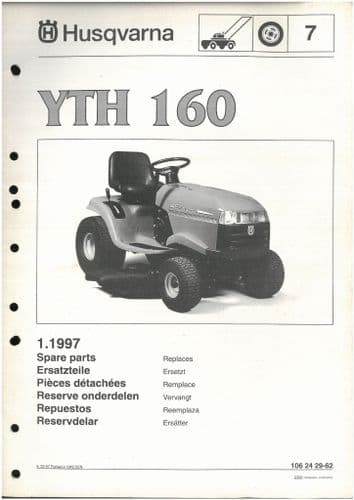 Husqvarna Ride on Garden Tractor Mower YTH 160 Parts Manual