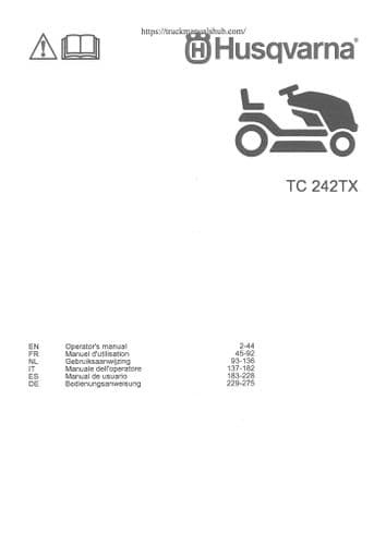 Husqvarna Ride on Garden Tractor TC242TX Operators Manual