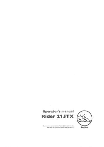 Husqvarna Ride on Mower 215TX Operators Manual