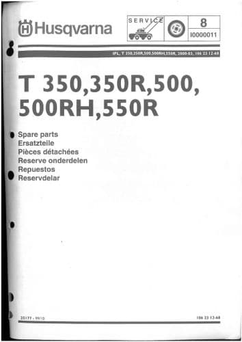Husqvarna Tiller T 350 350R 500 500RH 550R  Parts Manual