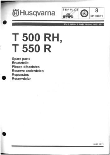 Husqvarna Tiller T 500 RH,  T 550 R Parts Manual