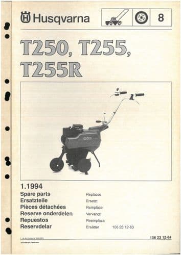 Husqvarna Tiller T250 T255 T255R Parts Manual