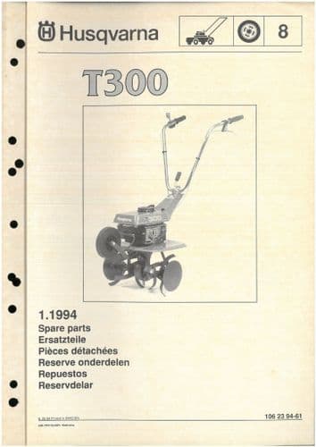 Husqvarna Tiller T300 Parts Manual