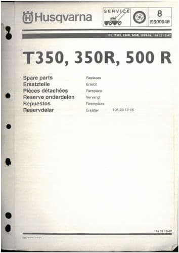 Husqvarna Tiller T350 350R 500R  Parts Manual