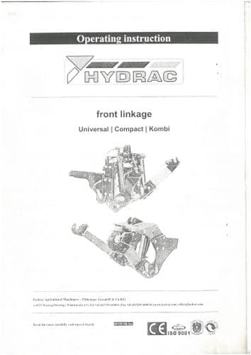 Hydrac Front Linkage Universal, Compact & Kombi Operators Manual