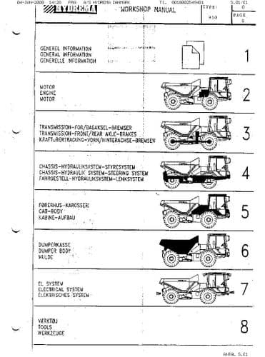 Hydrema Dump Truck 910 Workshop Service Manual