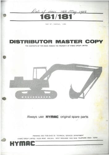 Hymac Excavator 161 & 181 Parts Manual