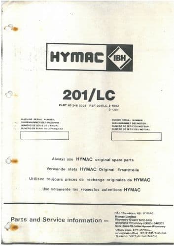 Hymac Excavator 201LC Operators Manual 201 LC