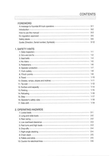 Hyundai Forklift 22D-9E25D-9E30D-9E33D-9E Operators Manual