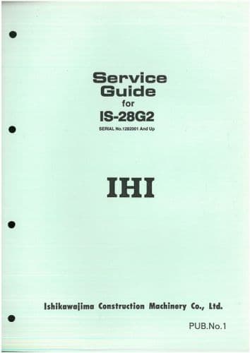 IHI Hydraulic Excavator IS-28G2 IS-28G3 Workshop Service Repair Manual