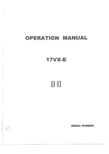IHI Mini Excavator 17VX-E Operators Manual