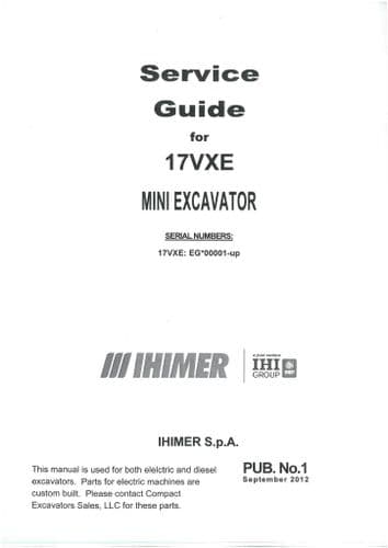 IHI Mini Excavator 17VXE Workshop Service Repair Manual