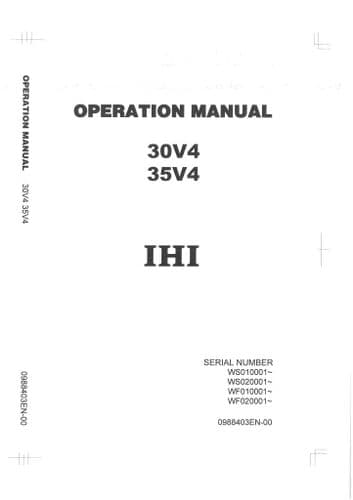 IHI Mini Excavator 30V4 & 35V4 Operators Manual