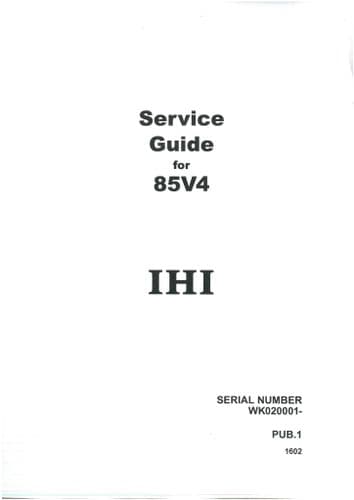 IHI Mini Excavator 85V4 Workshop Service Repair Manual