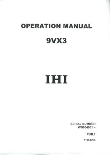 IHI Mini Excavator 9VX3 Operators Manual