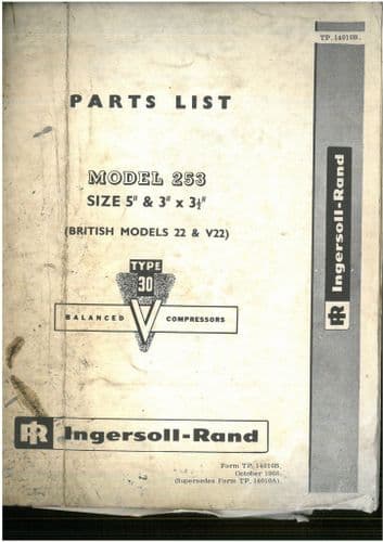 Ingersoll - Rand Balanced Compressor Type 30 Model 253 Size 5" & 3"x3.5" Parts Manual
