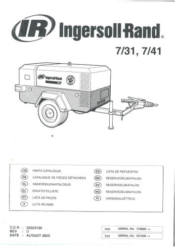 Ingersoll - Rand Compressor 7/31 & 7/41 Parts Manual