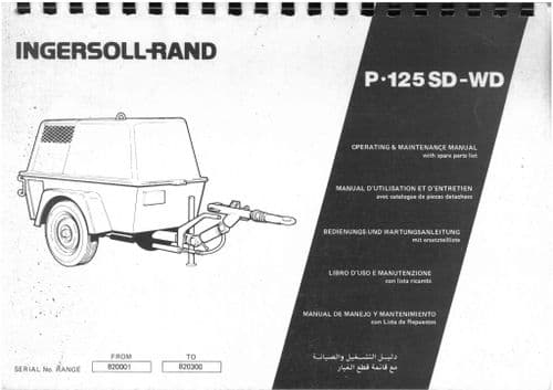 Ingersoll - Rand Compressor P125SD P125WD Operators & Maintenance Manual - P125 SD WD
