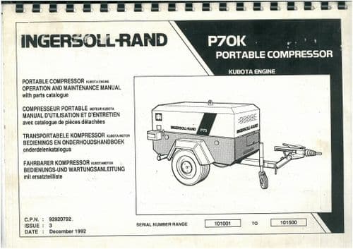 Ingersoll - Rand Compressor P70K Operators & Maintenance Manual - P70 K