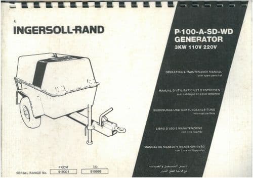 Ingersoll - Rand Generator P100 A SD WD Operators & Maintenance Manual