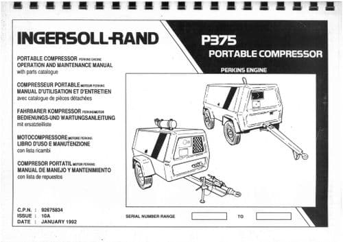 Ingersoll - Rand Portable Compressor P375 Operators & Maintenance Manual - P375