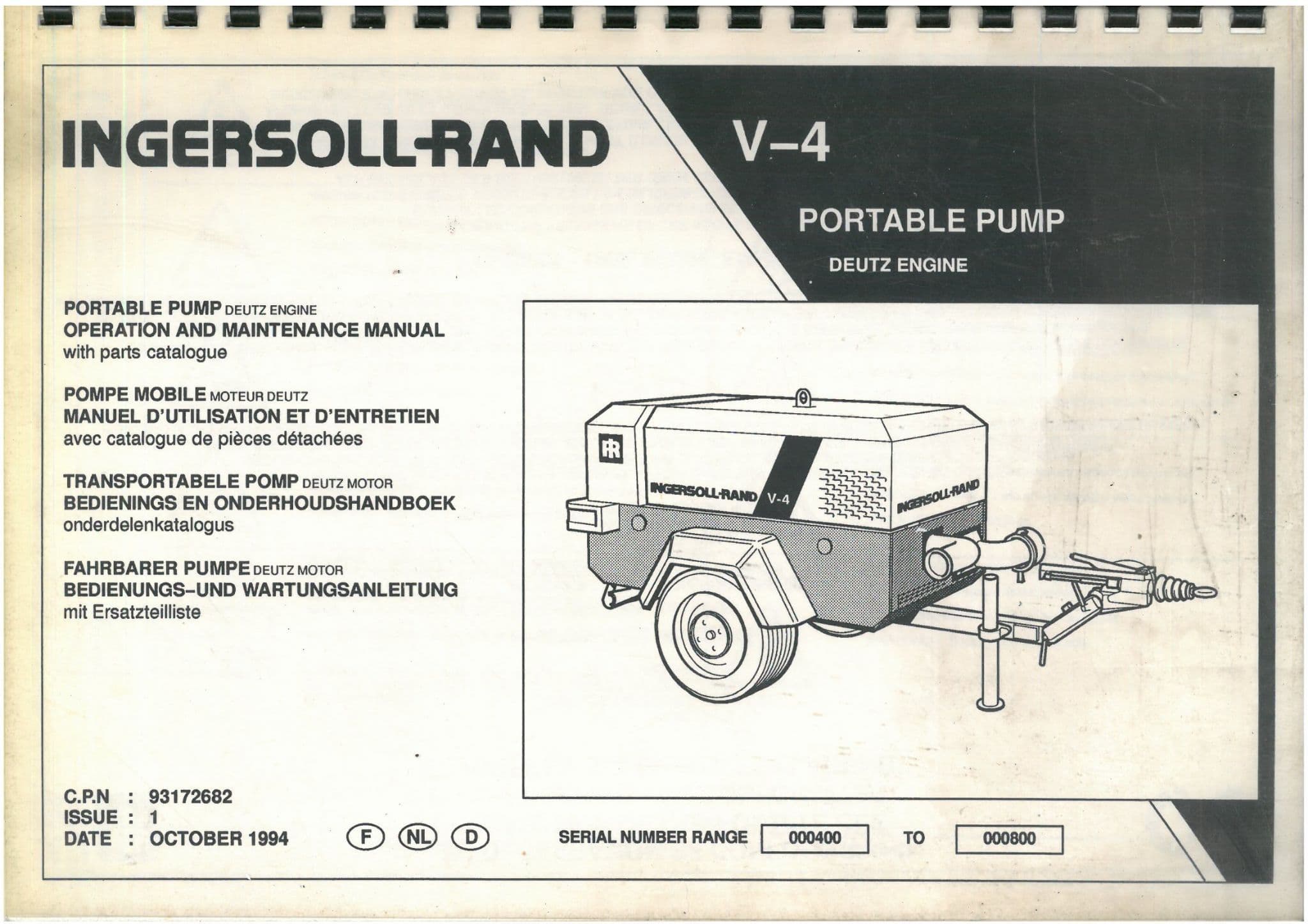 Ingersoll Rand Portable Pump V4 Operators & Maintenance Manual V 4
