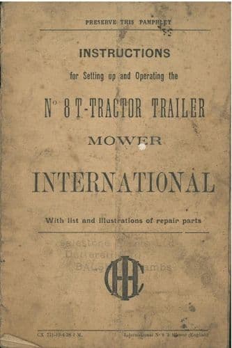 International 8-T Tractor Mower Operators Manual - 8T