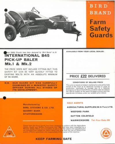 International B45 Baler Bird Brand Safety Guards Brochure
