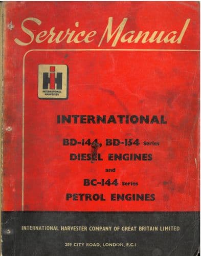 International BD144 & BD154 Diesel & BC144 Petrol Engine Service Manual - B275 B414 B434 - ORIGINAL