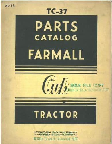 International Farmall Cub Tractor Parts Manual