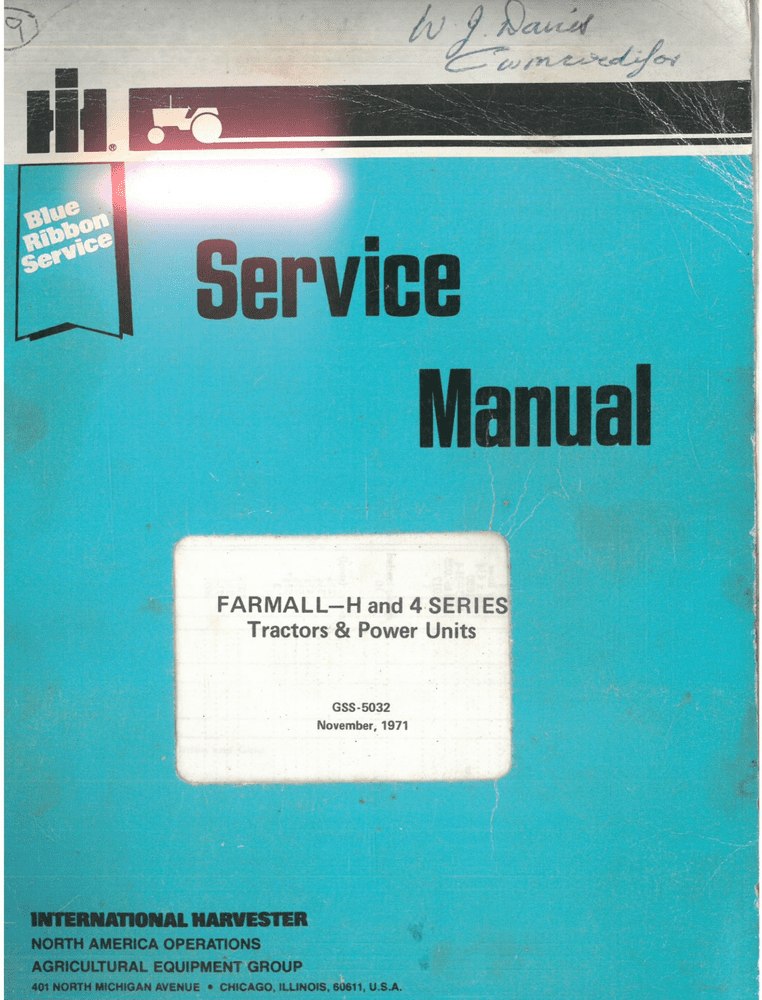 International Farmall Tractor H and 4 Series Service Manual