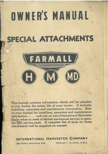 International Farmall Tractor H, M, MD Operators Manual