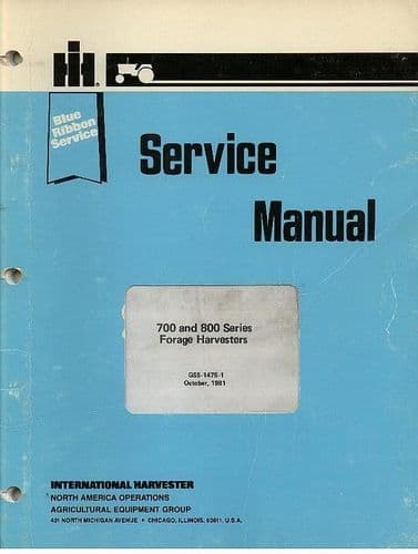 International Forage Harvester 700 & 800 Series Service Manual