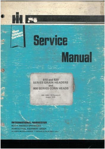 International  Grain Header 810 & 820 Workshop Service Manual